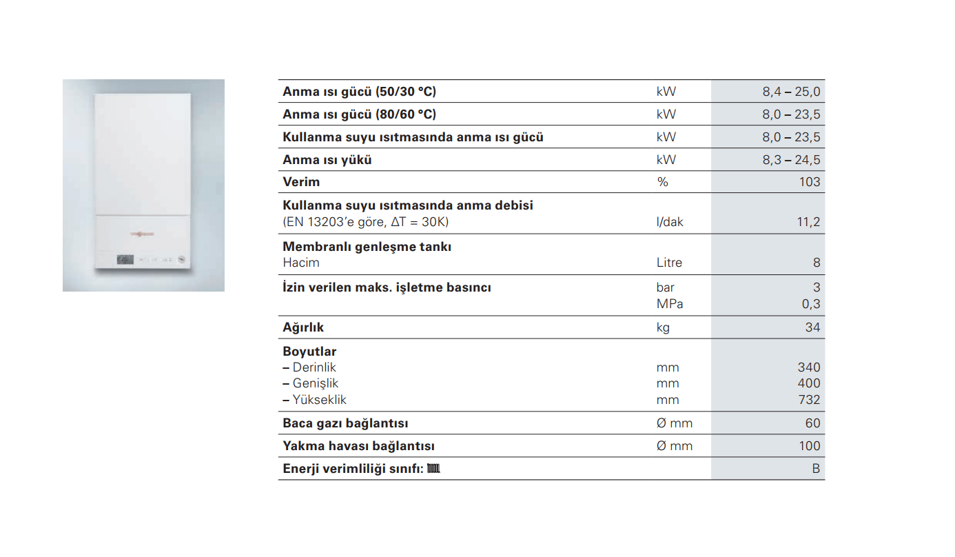 Viessman Vitodens 50 T 25 KW Erp Yoğuşmalı Kombi